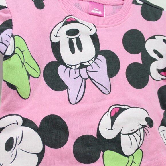 Disney Jr Minnie Mouse Baby Girls 2 Piece Outfit Shorts Set Pink Green Knit 12 M - Picture 2 of 5